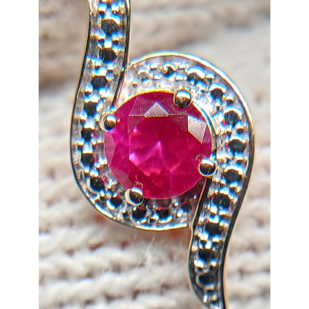 Sterling Silver Pink Topaz Silver Accents Gold Tone Pendant Necklace - Picture 14 of 16